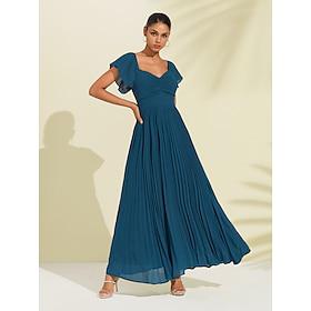 Chiffon Sweetheart Pleated Maxi Dress