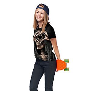 Kids Girls' T shirt Tee Short Sleeve Skulls 3D Print Graphic Unisex Print Black Children Tops Summer Active Daily Wear Regular Fit 3-12 Years miniinthebox