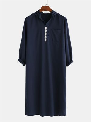 INCERUN Men Casual Hooded Solid Color Long T-Shirt INCERUN Men Casual Hooded Solid Color Long T-Shirt