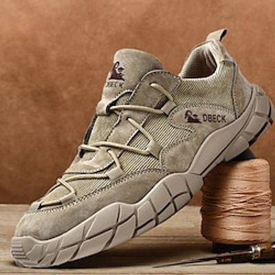 Men's Casual Shoes Retro Work Sneakers Hiking Cycling Shoes Casual Beach Daily Office  Career Leather Pigskin Breathable Comfortable Slip Resistant Mid-Calf Boots Lace-up Khaki Gray Spring Fall Lightinthebox