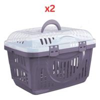 Georplast Rocket Pet Carrier Transparent Lid - Navyblue (Pack of 2)