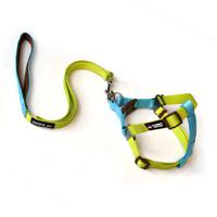 Helepet Flat Pet Leash Harness-Metal Buckle Lemon Blue Medium