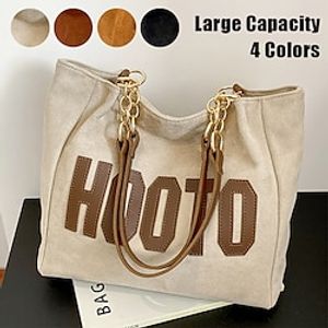 Women's Tote Shoulder Bag Bucket Bag PU Leather Outdoor Daily Holiday Zipper Large Capacity Lightweight Durable Solid Color Letter dark brown Black Brown miniinthebox
