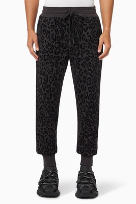 Flocked Leopard Print Jogger Pants in Jersey Flocked Leopard Print Jogger Pants in Jersey