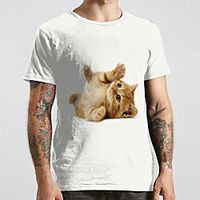 Men's Unisex Tee T shirt Shirt 3D Print Cat Graphic Prints Animal Plus Size Print Short Sleeve Casual Tops Fashion Designer Big and Tall Round Neck White  Sports  Summer Lightinthebox - thumbnail