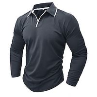 Men's Golf Shirt Casual Holiday Classic Long Sleeve Fashion Basic Plain Quick Dry Summer Regular Fit Wine Black White Army Green Dark navy Royal Blue Golf Shirt Lightinthebox - thumbnail