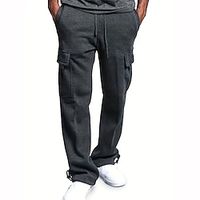 Men's Sweatpants Trousers Casual Pants Cargo Sweatpants Drawstring Leg Drawstring Multi Pocket Solid Color Plain Comfort Outdoor Full Length Casual Daily Fashion Chic  Modern Dark Gray Gray Lightinthebox - thumbnail
