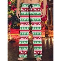 Men's Christmas Pajamas Flannel Pajama Pants Lounge Pants 1 pcs Stripe Stylish Casual Comfort Home Christmas Daily Cotton Blend Comfort Soft Pant Drawstring Elastic Waist Spring Fall Red Green Lightinthebox - thumbnail
