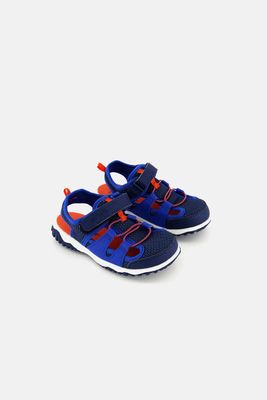 Kids Boys Velcro Closure Sandals  Navy Blue/Orange