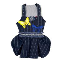 Coco Pets Butterfly Denim Dress- Small