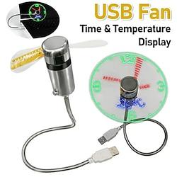 Creative USB Fans Clock Fans Time And Temperature Display Fans With LED Light Cool Gadgets For Laptop PC Notebook DC 5V Lightinthebox