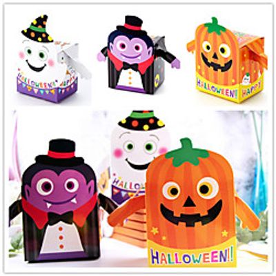 Halloween DIY Cookie Box Pumpkin Ghost Food Snack Carton Candy Bag Packaging miniinthebox