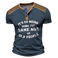It's So Weird Being the Same Age as Old People Street Style Men's 3D Print Henley Shirt Waffle T Shirt Sports Casual Holiday T shirt Black Navy Blue Brown Short Sleeve Henley Shirt  Summer Clothing Lightinthebox