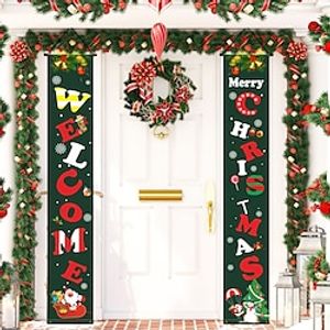 New 2023 Christmas Couplet Decoration Door Curtain Flag Hanging Walnut Clip Christmas Couplet Corridor Banner Lightinthebox