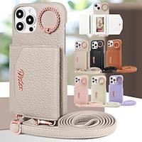 Phone Case For iPhone 15 14 Pro Max Plus iPhone 13 Pro Max Back Cover Ring Holder with Lanyard Kickstand Retro PC PU Leather Lightinthebox