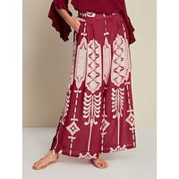 Casual Folk Print Wide Leg Maxi Pants