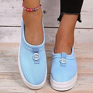Women's Loafers  Slip-Ons Flat Heel Round Toe Canvas Solid Colored Pink Black Light Blue miniinthebox