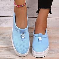 Women's Loafers  Slip-Ons Flat Heel Round Toe Canvas Solid Colored Pink Black Light Blue miniinthebox - thumbnail