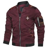 Men's Bomber Jacket Full Zip Long Sleeve Outerwear Winter Thermal Warm Windproof Soft Hiking Running Walking Sportswear Activewear Green Dark Navy Red Lightinthebox - thumbnail