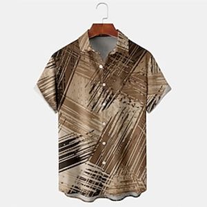 Men's Shirt Print Graffiti Turndown Street Daily Button-Down Print Short Sleeve Tops Casual Fashion Breathable Comfortable Brown Lightinthebox