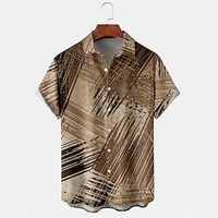 Men's Shirt Print Graffiti Turndown Street Daily Button-Down Print Short Sleeve Tops Casual Fashion Breathable Comfortable Brown Lightinthebox - thumbnail