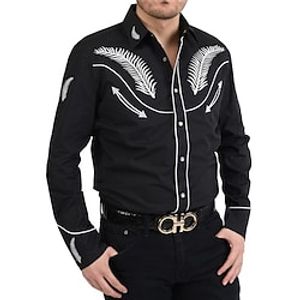 Men's Shirt Western Shirt Graphic Prints Turndown Black Red Dark Green Outdoor Street Long Sleeve Button-Down Print Clothing Apparel Fashion Streetwear Designer western style Lightinthebox