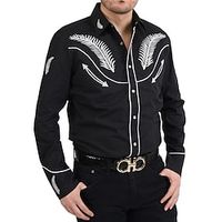 Men's Shirt Western Shirt Graphic Prints Turndown Black Red Dark Green Outdoor Street Long Sleeve Button-Down Print Clothing Apparel Fashion Streetwear Designer western style Lightinthebox - thumbnail
