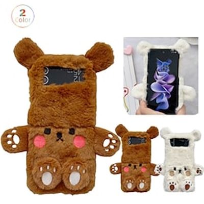 Phone Case For Samsung Galaxy Flip Z Flip 4 Z Flip 3 Flip 3D Cartoon Plush Plush miniinthebox