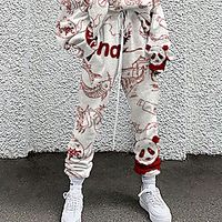 Women's Fashion Casual / Sporty Comfort Going out Weekend Active Pants Graphic Prints Graffiti Full Length Pocket Elastic Drawstring Design Print Black / White White Black Yellow Khaki miniinthebox - thumbnail