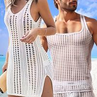 Matching Swimsuit for Couples Couple's Swimsuit Cover Up Bathing Suits Tank Top Vest Top Undershirt 2 PCS Plain Vacation Hawaiian Vacation Beach Spring Summer Quick Dry Lightinthebox