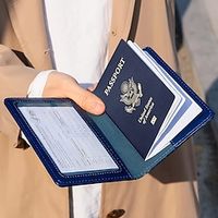 1Pc Passport Holder Travel Bag Passport And Vaccine Card Holder Combo Slim Travel Accessories Passport Wallet For Unisex Leather Passport Cover Protector With Waterproof Vaccine Card Slot miniinthebox - thumbnail