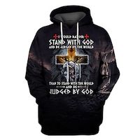 Men's Unisex Pullover Hoodie Sweatshirt Graphic Prints Cross Print Daily Sports 3D Print Designer Casual Hoodies Sweatshirts  Black miniinthebox - thumbnail