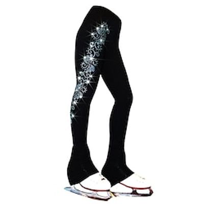Figure Skating Pants Women's Girls' Ice Skating Bottoms White Pink Blue Stretchy Training Competition Skating Wear Thermal Warm Crystal  Rhinestone Ice Skating Figure Skating Lightinthebox