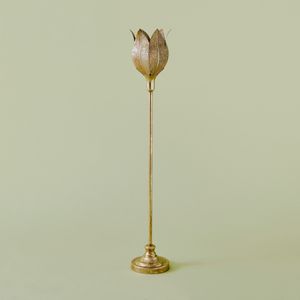 Floral Metallic Pillar Candleholder - 102 cms