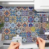 9pcs Bathroom Color Pattern Imitation Tile Wall Sticker Self-Adhesive Kitchen Grease Tile Sticker. miniinthebox - thumbnail