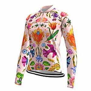 21Grams Women's Long Sleeve Cycling Jersey Spandex Pink Floral Botanical Bike Top Mountain Bike MTB Road Bike Cycling Quick Dry Moisture Wicking Sports Clothing Apparel  Stretchy  Athleisure Lightinthebox