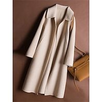 Women's Coat Warm Breathable Outdoor Street Shopping Daily Wear with Pockets Single Breasted Turndown Fashion Modern Casual Street Style Solid Color Regular Fit Outerwear Long Sleeve Fall Winter Lightinthebox - thumbnail