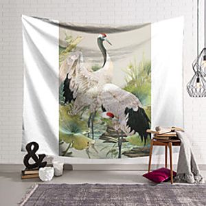 Wall Tapestry Art Decor Blanket Curtain Hanging Home Bedroom Living Room Decoration Polyester Red-Crowned Crane in the Painting Lightinthebox