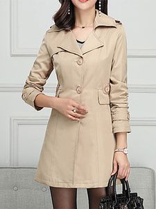 Lapel Single Breasted Belt Loops Plain Trench Coat
