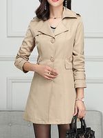 Lapel Single Breasted Belt Loops Plain Trench Coat - thumbnail