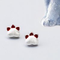 Cute 925 Silver Cat's Paw Earrings