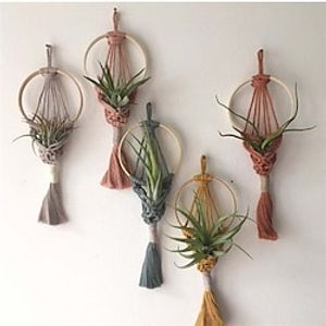 Woven Air Plant Holder Flower Basket Mini Tapestry Wall Decoration Small Pendant Nordic Color Tapestry Lightinthebox