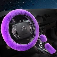 Car Steering Wheel Cover Gearshift Handbrake Cover Protector Decoration Warm Super Thick Plush Collar Soft Black Pink Women Man Lightinthebox - thumbnail