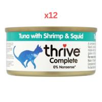 Thrive Complete Tuna with Shrimp & Squid Wet Cat Food 75g Pack of 12