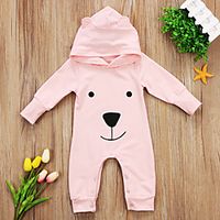 Baby Girls' Active Dog Print Print Long Sleeve Romper Blushing Pink miniinthebox - thumbnail