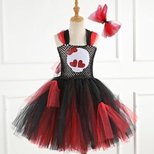 Girls' Tulle Dress Sleeveless Heart 3D Printed Graphic Dresses Costume Above Knee Nylon Dress Summer Spring Fall Kids Halloween Slim Patchwork miniinthebox