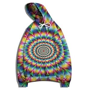 Men's Pullover Hoodie Sweatshirt Graphic Patterned Optical Illusion Abstract Print Hooded Daily Sports Streetwear 3D Print Casual Big and Tall Hoodies Sweatshirts  Long Sleeve Blue / Spring / Summer miniinthebox