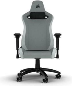 Corsair TC200 Fabric Gaming Chair, Soft Fabric Exterior, Comfortable And Durable, 4D Armrests, Steep Recline, 4 Gas Lift & Height Range Of 120mm, 75mm Dual-Wheel Casters, Grey & White - CF-9010048-WW