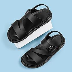 Men's Sandals Fashion Sandals Plus Size Casual Beach PU Breathable Comfortable Black Brown Summer Lightinthebox