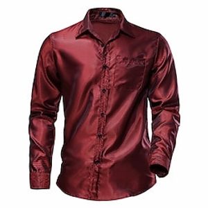 Men's Prom Shirt Disco Shirt Tuxedo Shirts Black Wine Blue Long Sleeve Plain Lapel Summer Spring Formal Evening Birthday Party Clothing Apparel Lightinthebox
